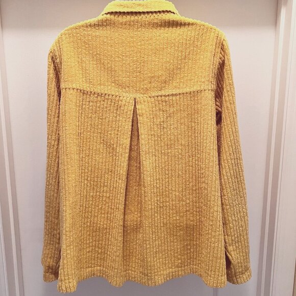 CMC By Color Me Cotton-Women's Yellow Mustard Small Corduroy Button Up Jacket - Picture 12 of 16